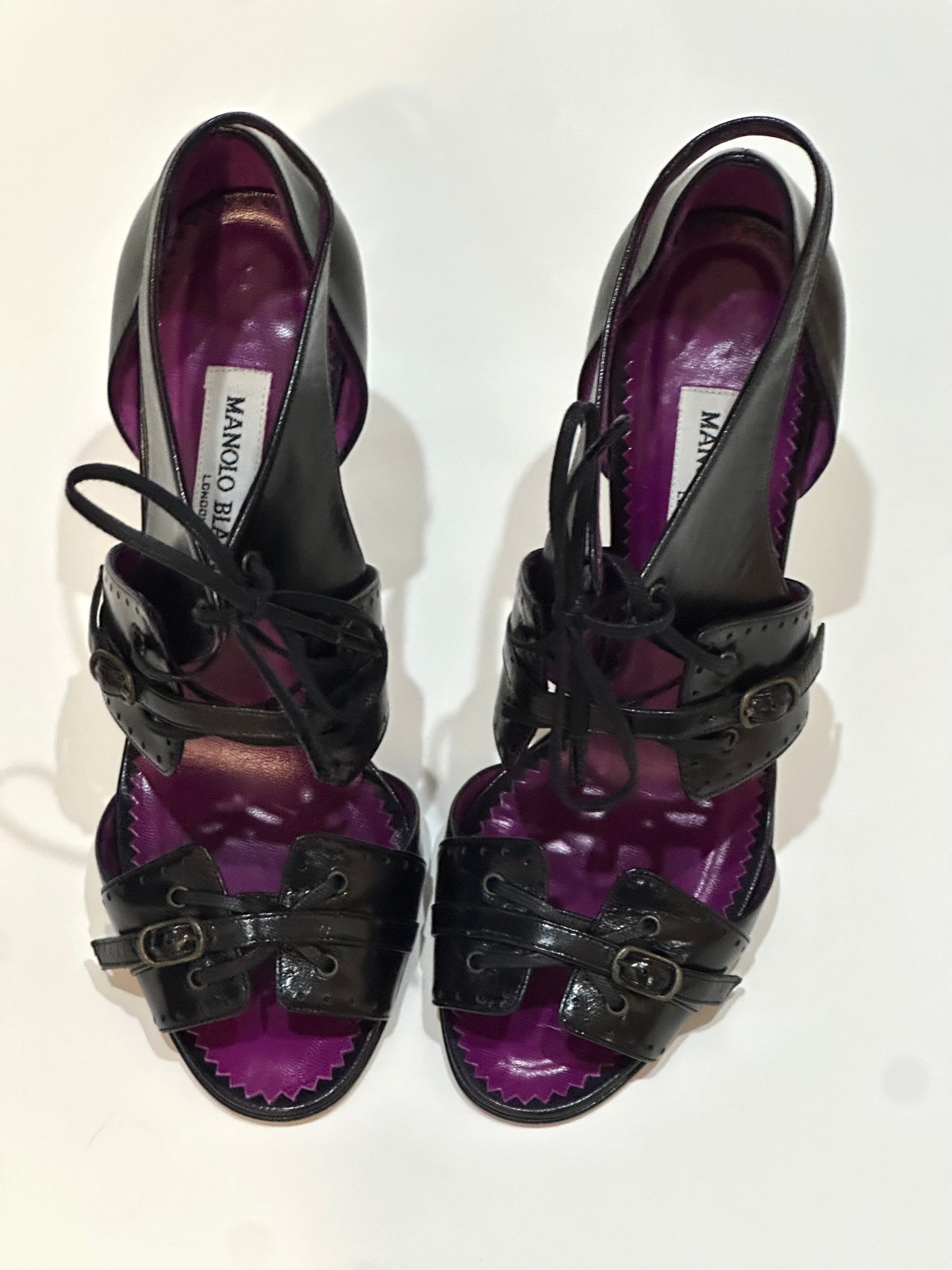 Manolo Blahnik Black Leather Heels, IT 37