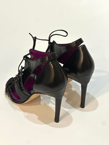 Manolo Blahnik Black Leather Heels, IT 37