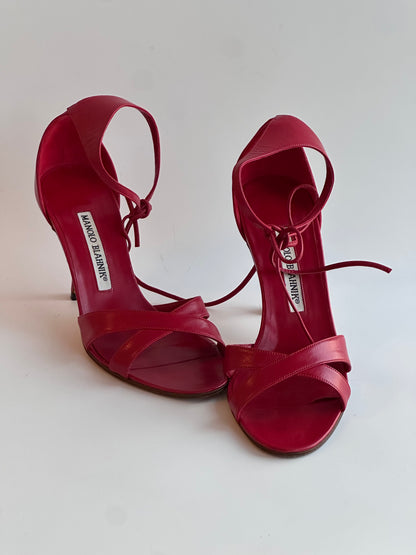 Manolo Blahnik Red Sandals, IT 35.5