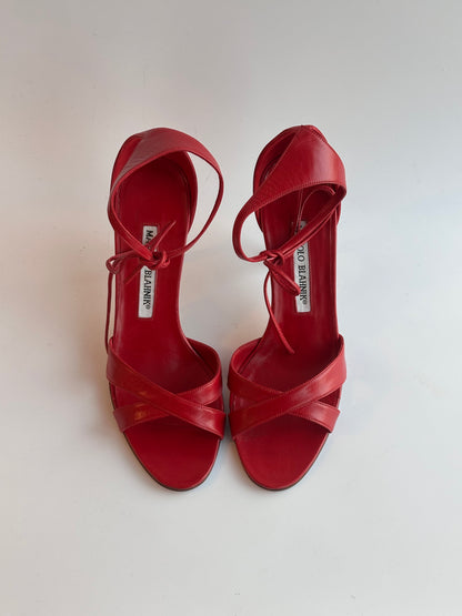 Manolo Blahnik Red Sandals, IT 35.5